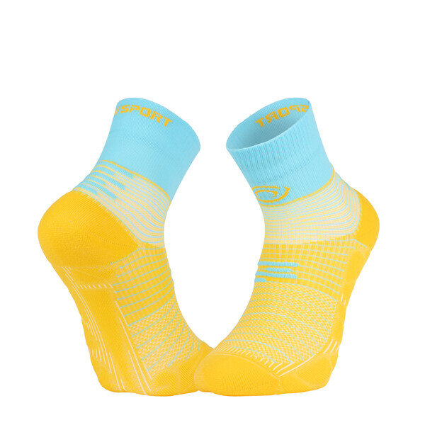 Chaussettes running BV Sport CHAUSSETTE RUN MARATHON MID JAUNE/BLEU