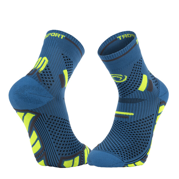 Chaussettes jogging BV Sport CHAUSSETTE TRAILLTRA MID BLEU/JAUNE