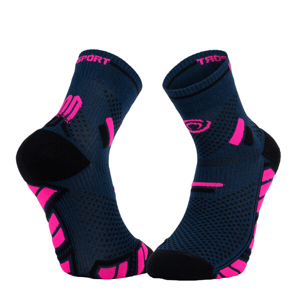 Chaussettes running BV Sport CHAUSSETTE TRAILLTRA MID BLEU/ROSe