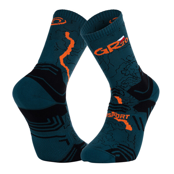 Chaussettes running BV Sport CHAUSSETTE TREK GR HAUTE GR20 VERT/ORANG