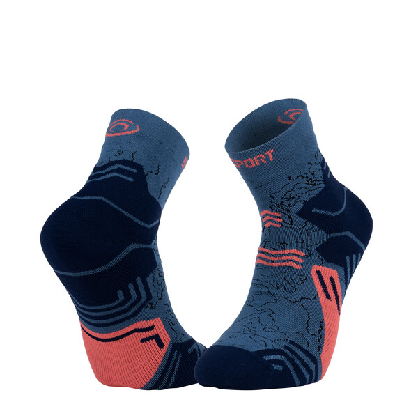 Chaussettes running BV Sport CHAUSSETTE TREK GR MID  LYOCELL BLEU/COR