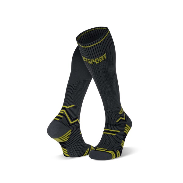 BV Sport CHAUSSETTES TRAIL COMPRESSION GRIS/JAUNE