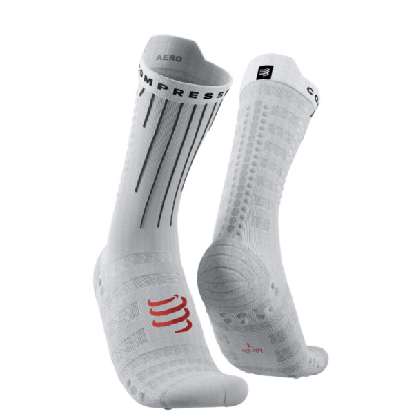 Compressport Aero Socks - BLANC/ROUGE FLUO