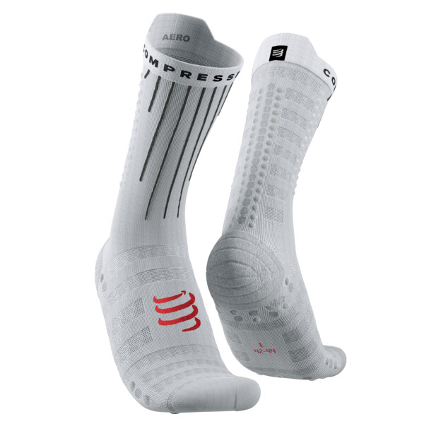 Chaussettes running Compressport Aero Socks - BLANC/ROUGE FLUO