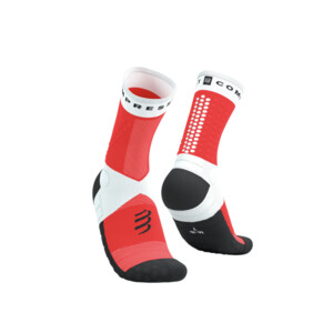 Compressport Ultra Trail Socks V2.0 - White/Fluo Red